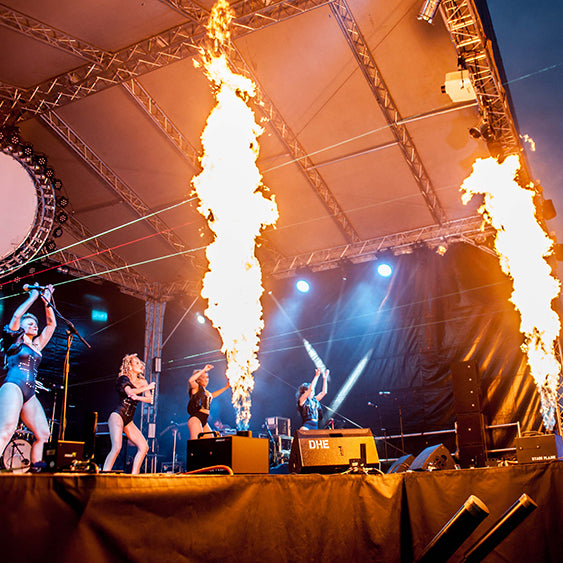 outdoor stage flames