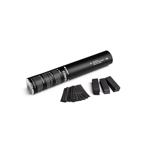 Black paper confetti cannon