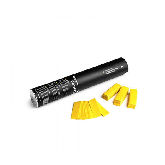 Yellow paper confetti cannon