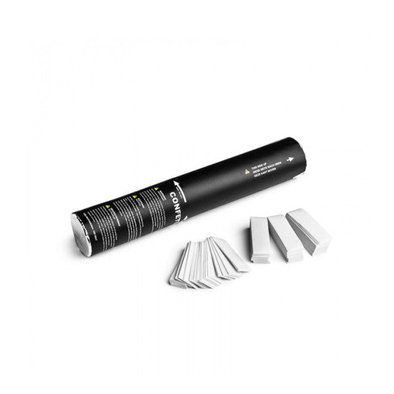 White paper confetti cannon
