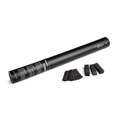 Black paper confetti cannon