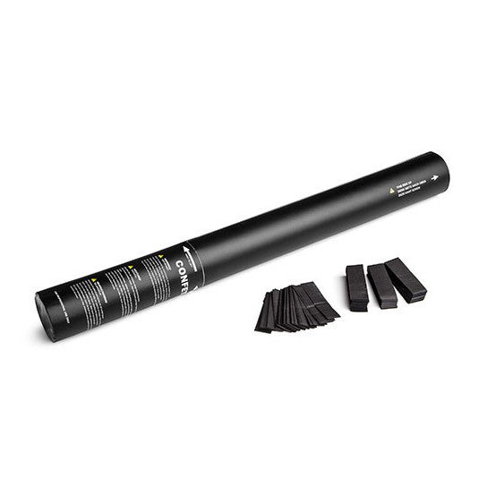 Black paper confetti cannon