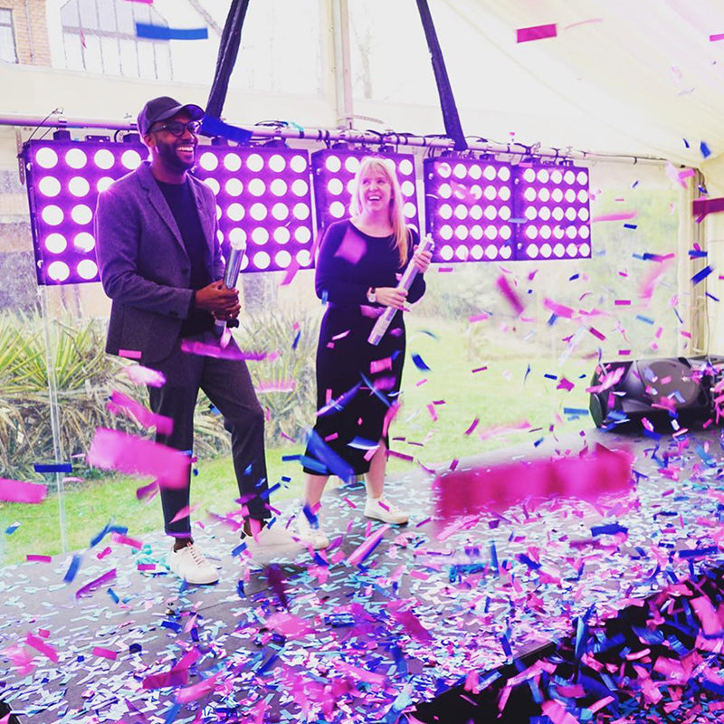 Gender reveal confetti cannons