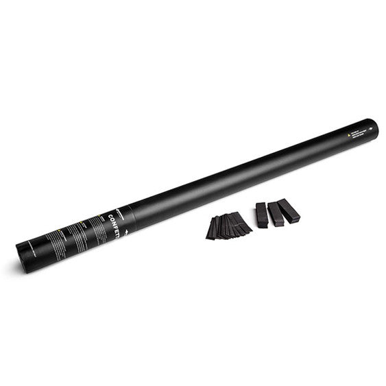 Black paper confetti cannon