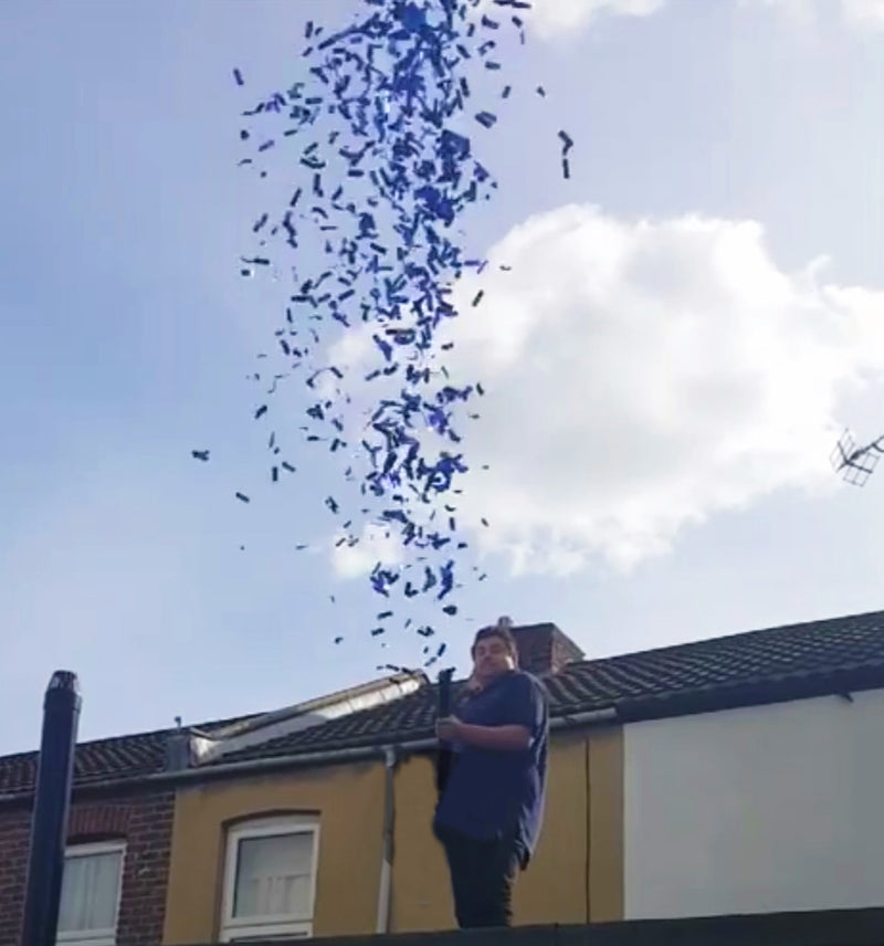 Gender reveal confetti cannons