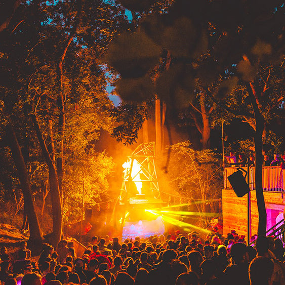 Outdoor festival stage flame