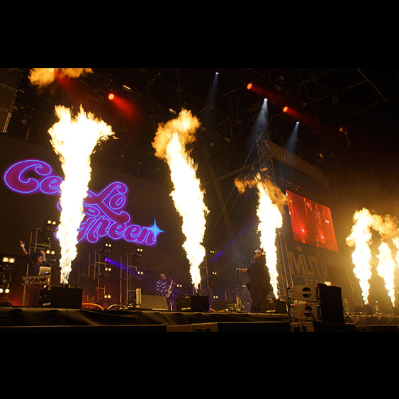 Festival stage flames